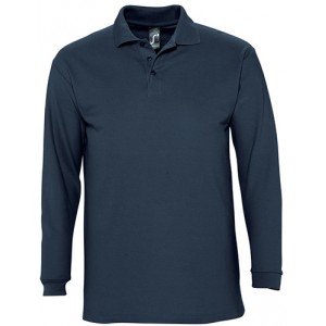 POLO PIQUÉ M/COMP 3 BOT WINTER AZUL ESCURO *